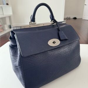 MULBERRY SUFFOLK SHRUNKEN CALFSKIN INDIGO LARGE